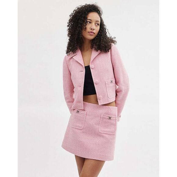 Coach Heritage C Tweed Jacket Cropped Pink sz Small - Picture 2 of 15